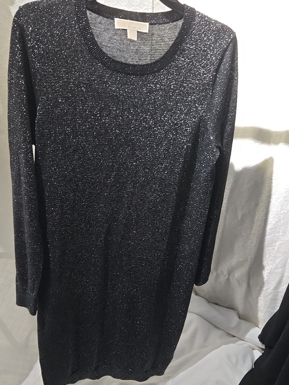 Michael Kors Black Metallic Crew Neck Sweater Dress